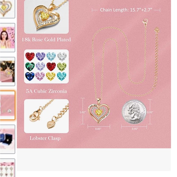 Redbee November Birthstone Heart Necklace New - Picture 16 of 16